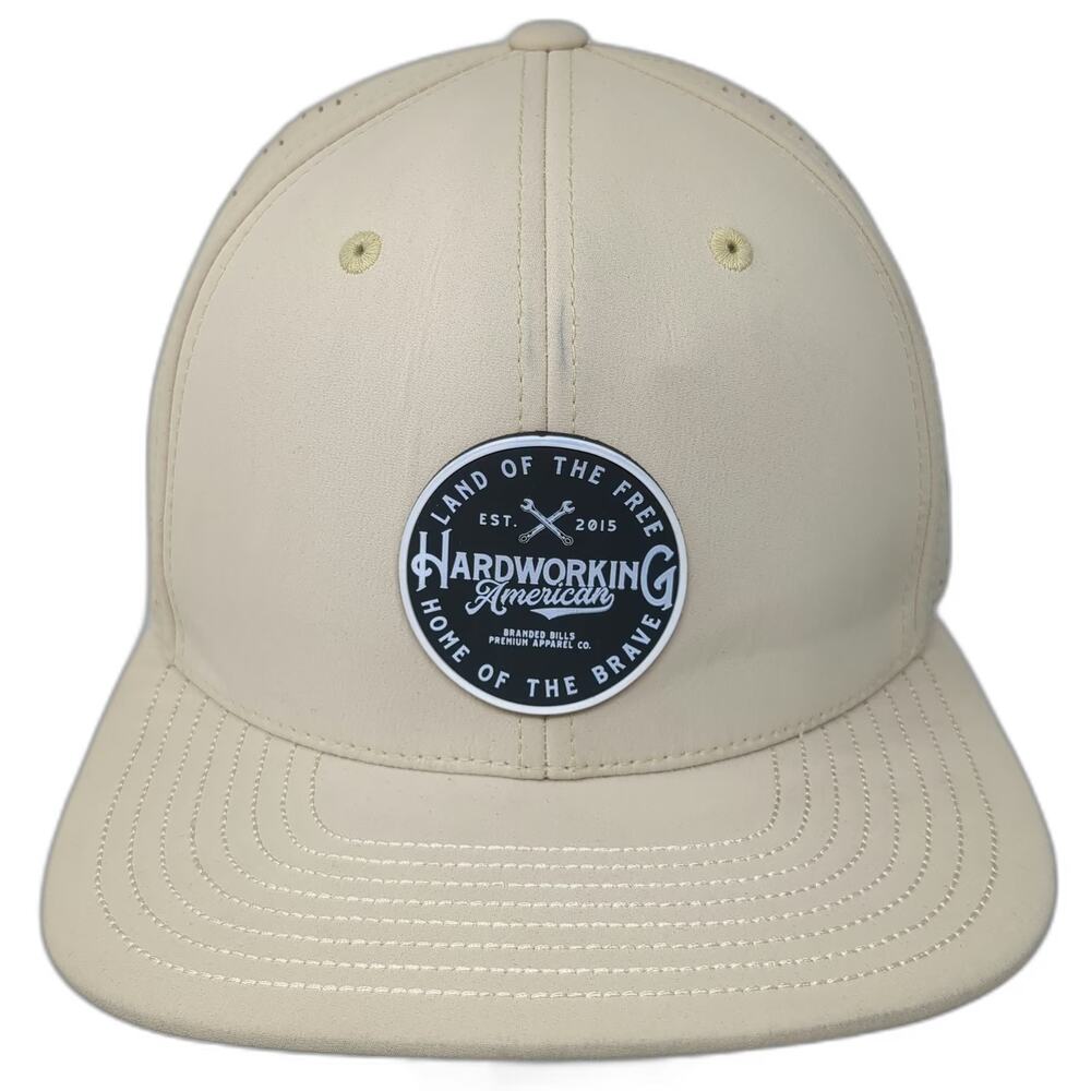 Branded Bills Trucker Hat Beige One Size Snapback Hardworking American Patch